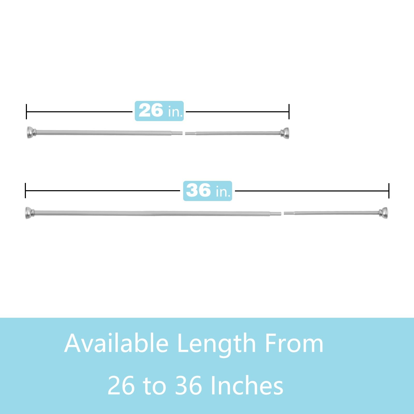 KXLife 2 Pack Spring Tension Curtain Rod, 1/2inch Decorative Adjustable Tensi…