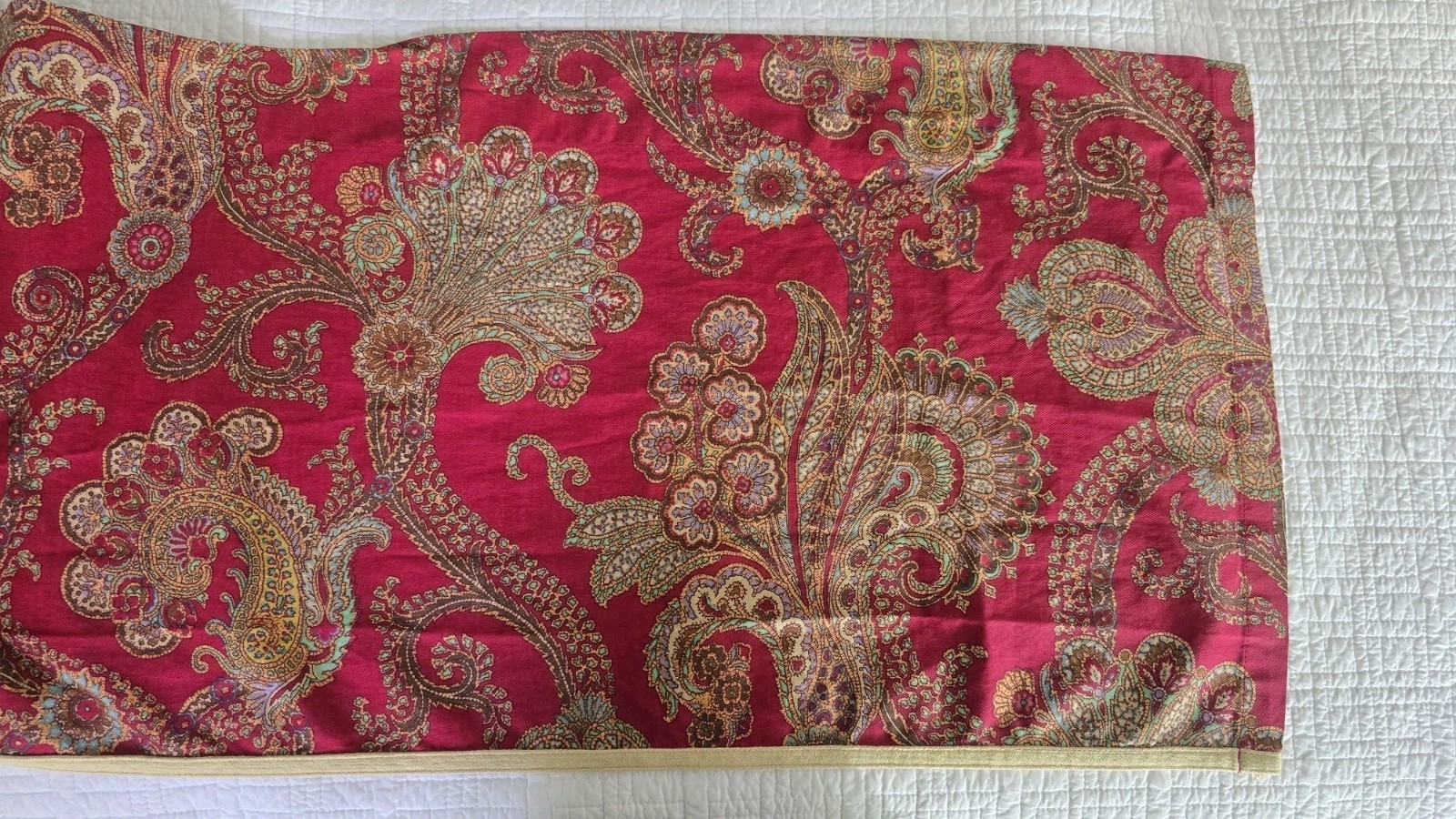 Chaps Ralph Lauren Paisley Valance Set of 3 Red Window Curtain 17×79