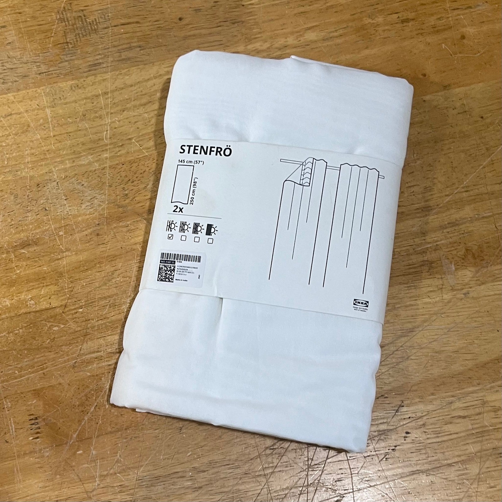 IKEA STENFRÖ White Curtains 2 Panels 57×98 Modern Minimalist 905.948.55 NEW