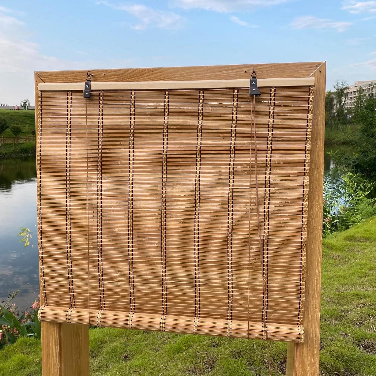 open Box – Xiuxiu Bamboo Window Roll Up Blind Shade, (24″ W x 74″ L) – (READ)