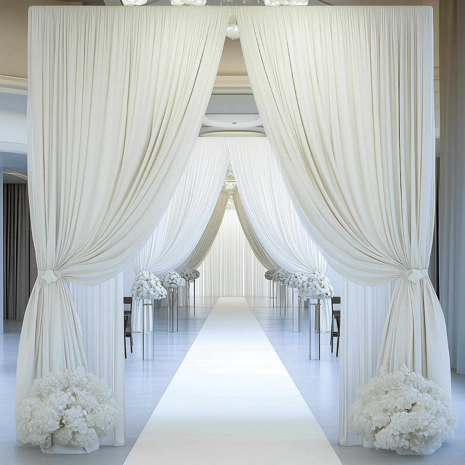 Ivory Ceiling Curtain Panels 10ft x 20ft for Weddings & Parties – 2 Pack