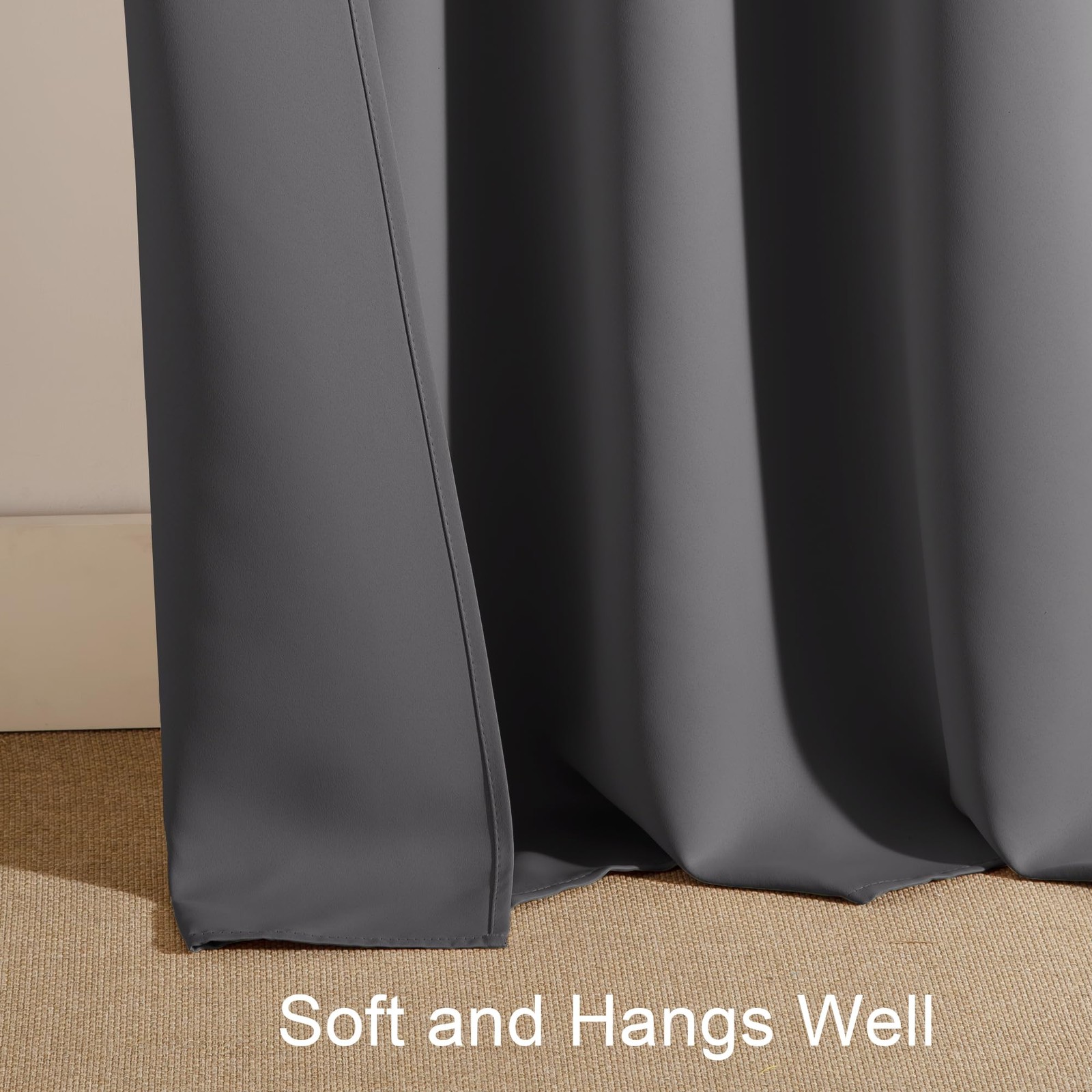 2 Panel Blackout Curtains 42×54 Inch Gray Room Darkening Window Drapes