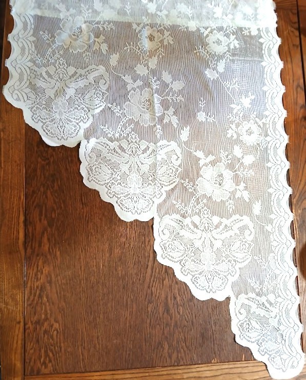 Two Unbranded Panels, Mint-green, Asymmetric, Sheer, Lacy Curtains, 24x 36 in.