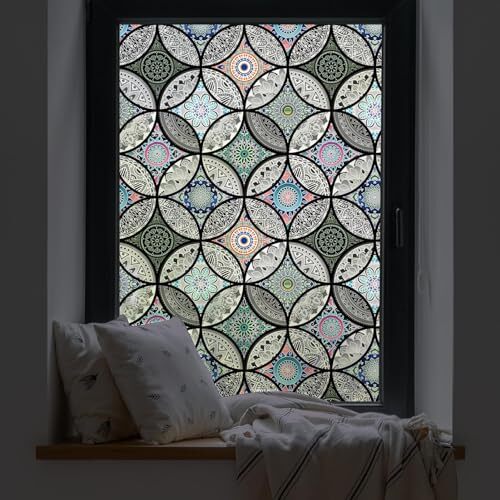 DKTIE Static Cling Decorative Window Film Vinyl Non Adhesive Privacy 17.7″x78.7″