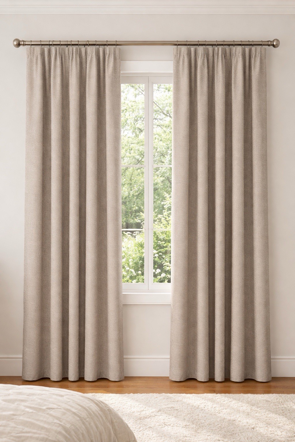 PERI Beige Polyester Rayon Rod Pocket Curtain Panels Modern Solid Opaque