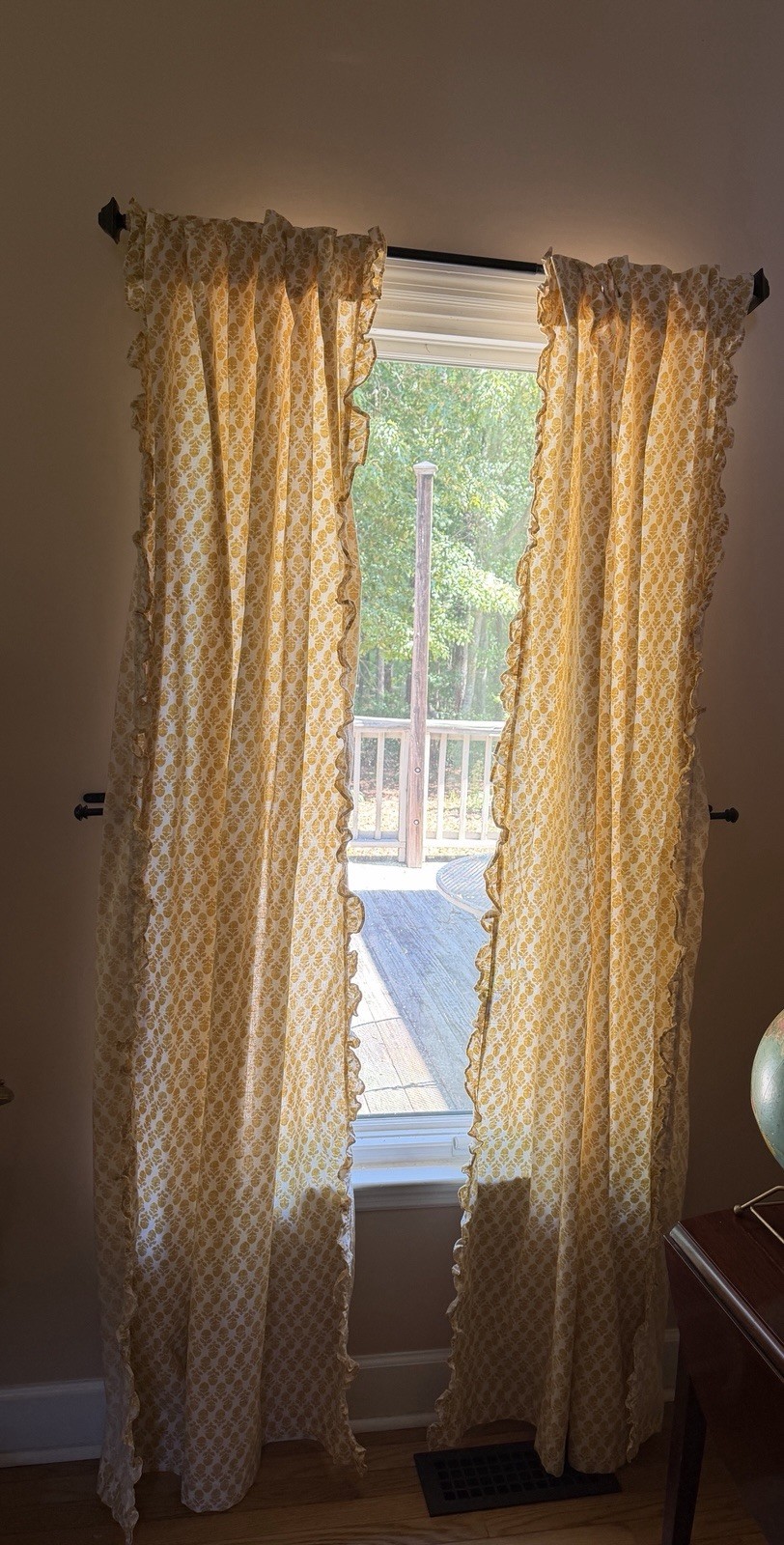 West Elm 48 x 84″ (2) Rhode Thistle Ruffle Edge Curtains , Dijon