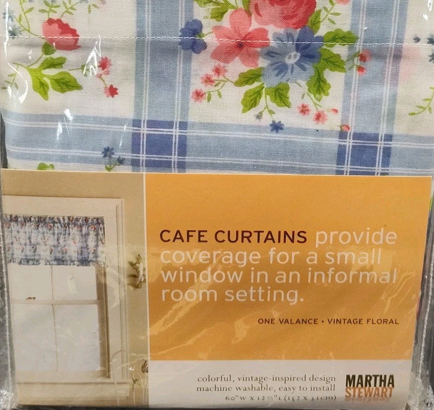 ✅Set-2 Cafe Curtains Martha Stewart Small Window 60″X12.5″ Top & 60″X36″ Lower👀