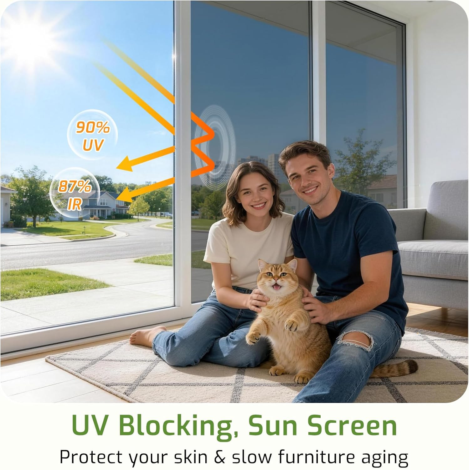 17.5″ x 78.7″ One Way Window Privacy Film, Window Tint for Home,Sun Blocking UV