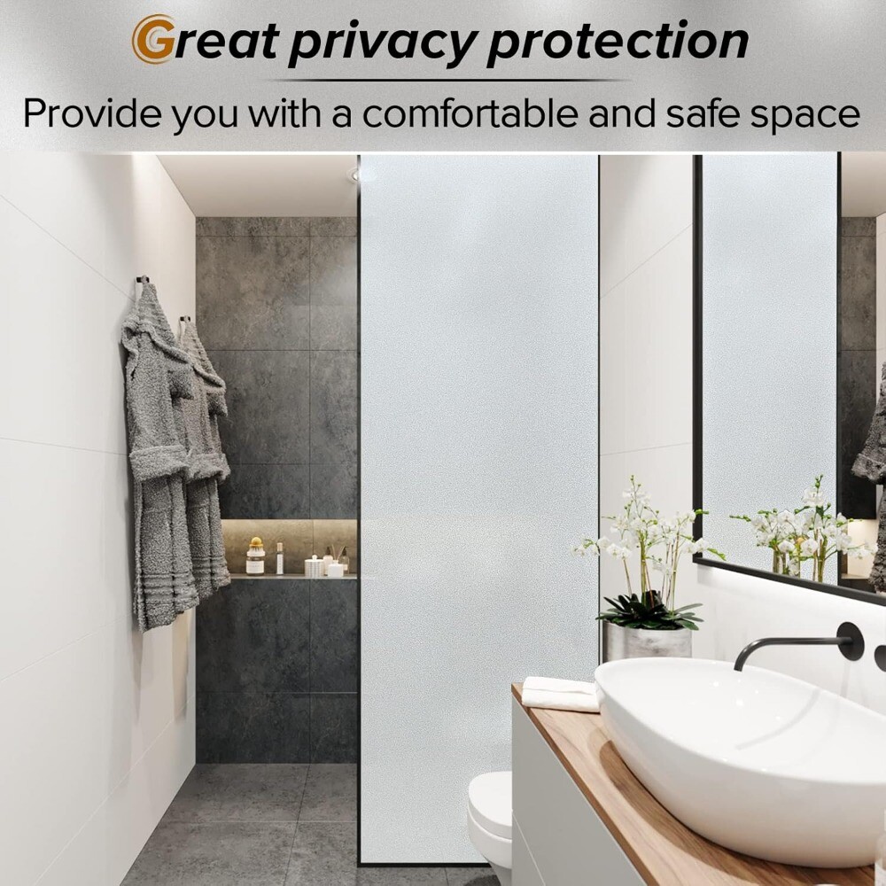 rabbitgoo Privacy Frosted Window Film Static Cling Opaque Glass Sticker Anti-UV