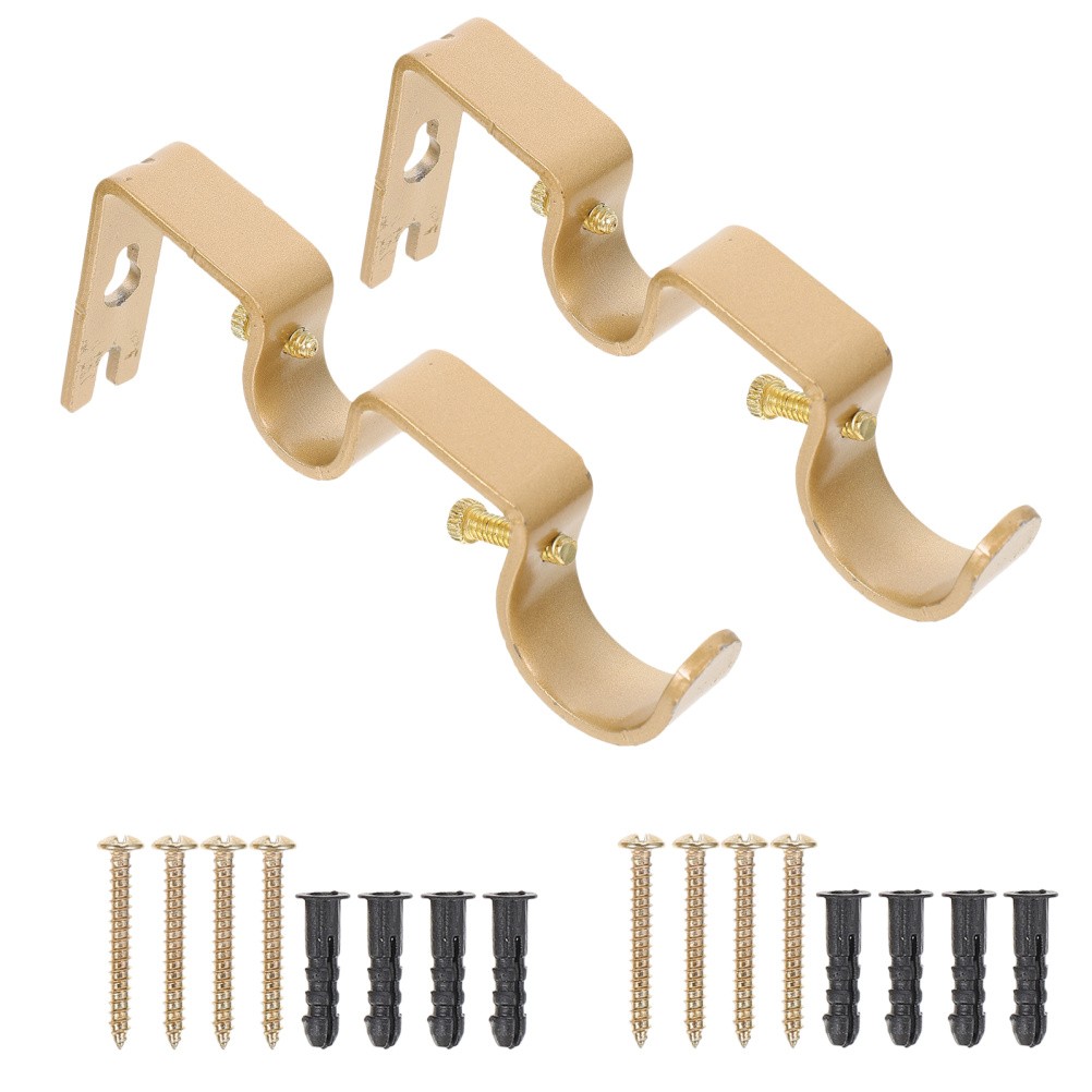 2 Sets Heavy Duty Rod Bracket Wall Mount Curtain Rod Holder Stand