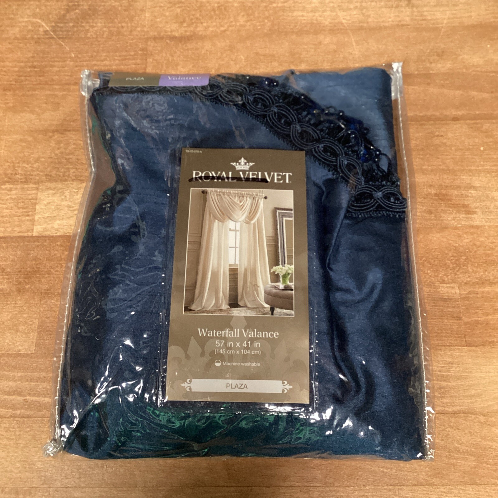 Royal Velvet Waterfall Valance Rod Pocket Valance 57 W x41 L Dark Blue Plaza New