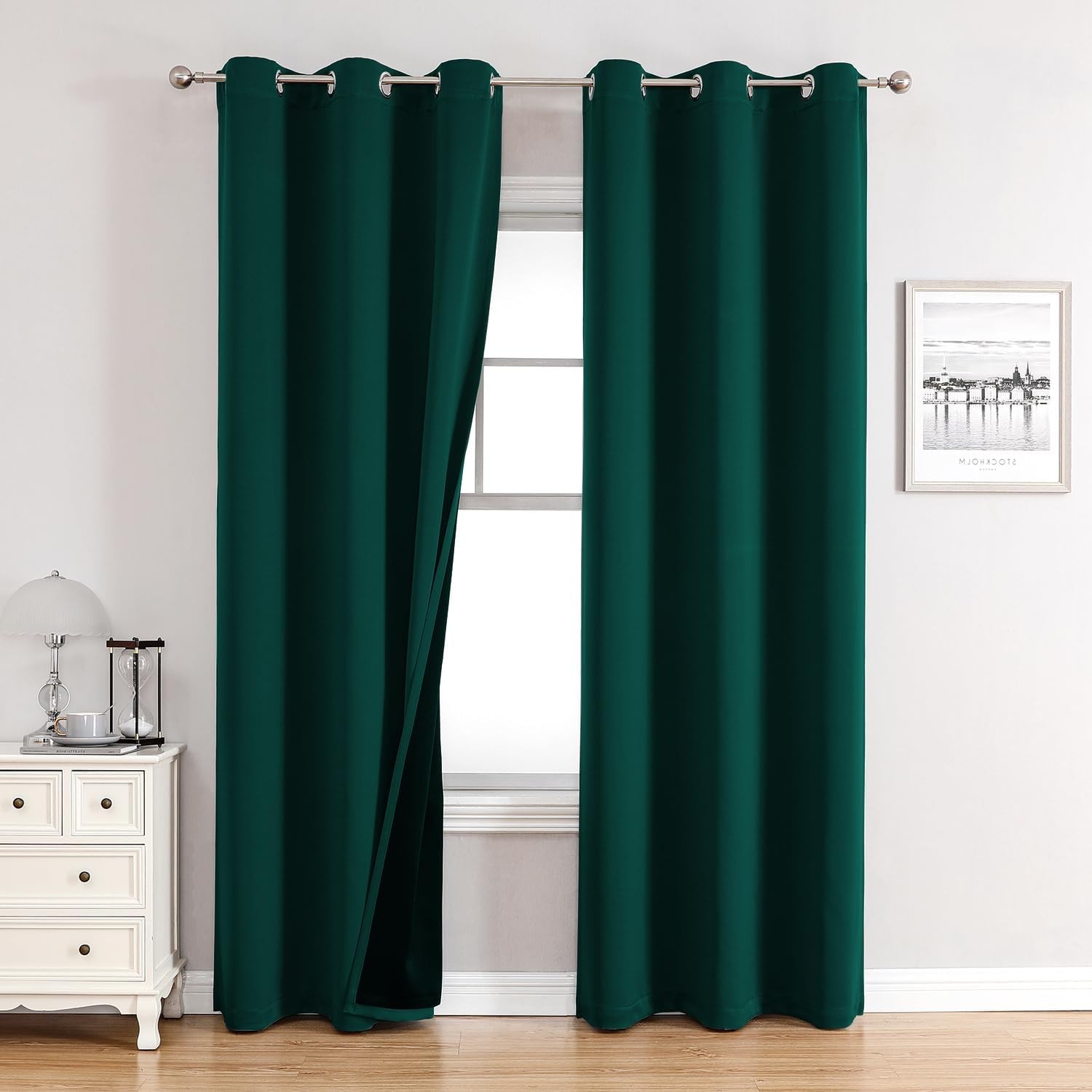 100% Blackout Curtains for Bedroom with Black Liner, 2 Thick Layers blackout