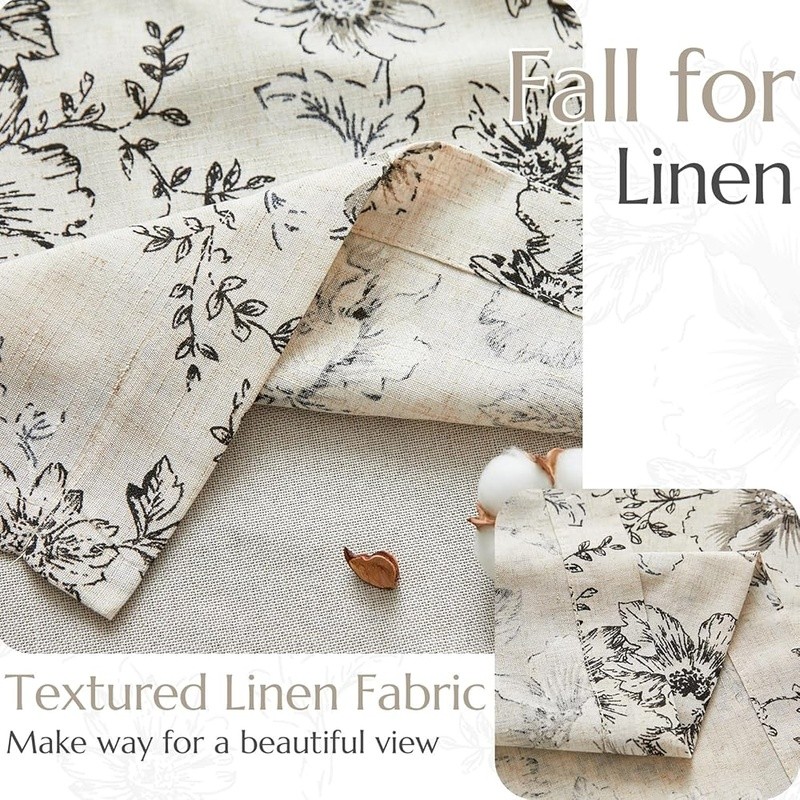 Floral Window Valance Double Layer Peony Pattern Light Filtering Country Decor