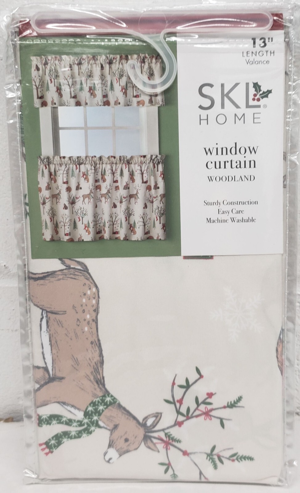 1 Fabric Printed Kitchen Valance (58″x13″) CHRISTMAS,WINTER WOODLAND ANIMALS,SKL