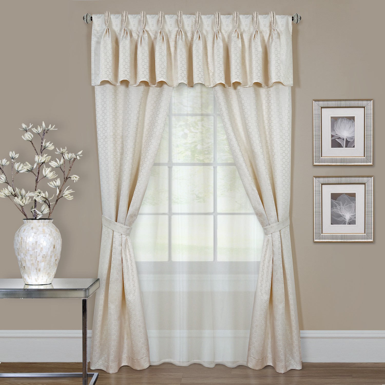 Achim Home Furnishing: Claire Ivory Geometric Contemporary Window Curtain Panel