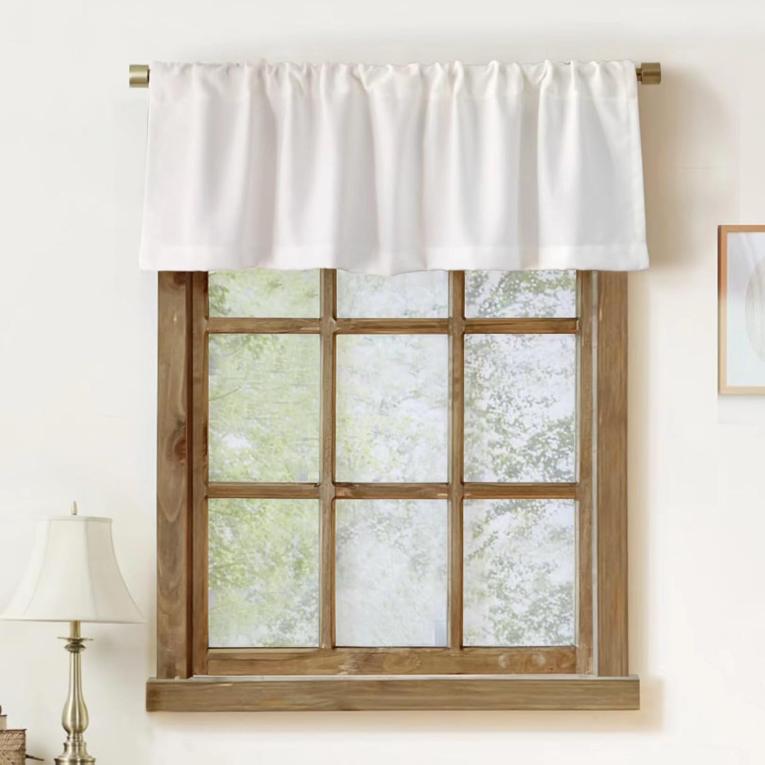 2 Pack Faux Linen Valance for Windows Kitchen Living Room Valances Rod Pocket Fa
