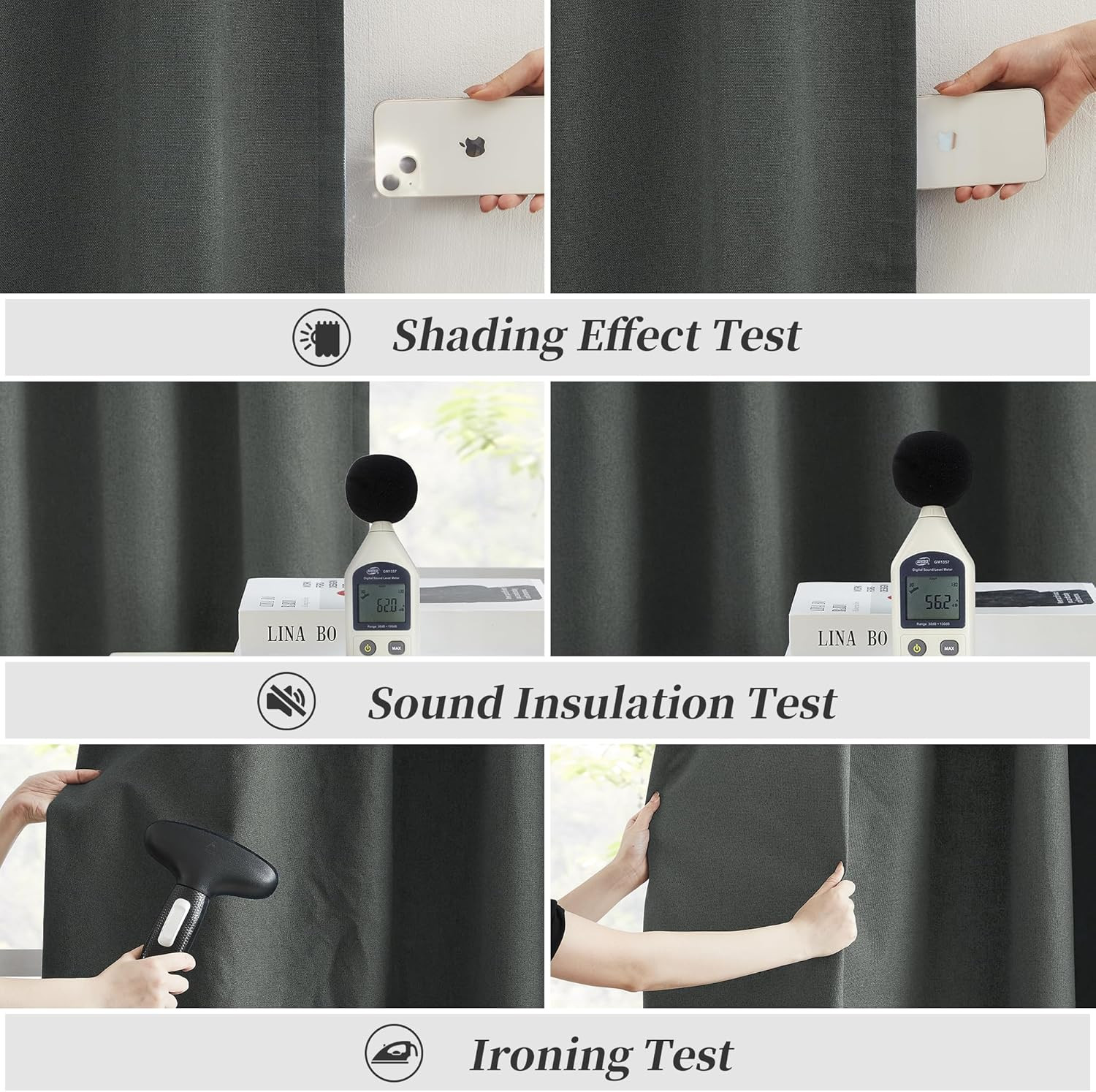 Blackout Curtains – Energy Efficient & Noise Reducing, 84″ Dark Grey, 2 Panels