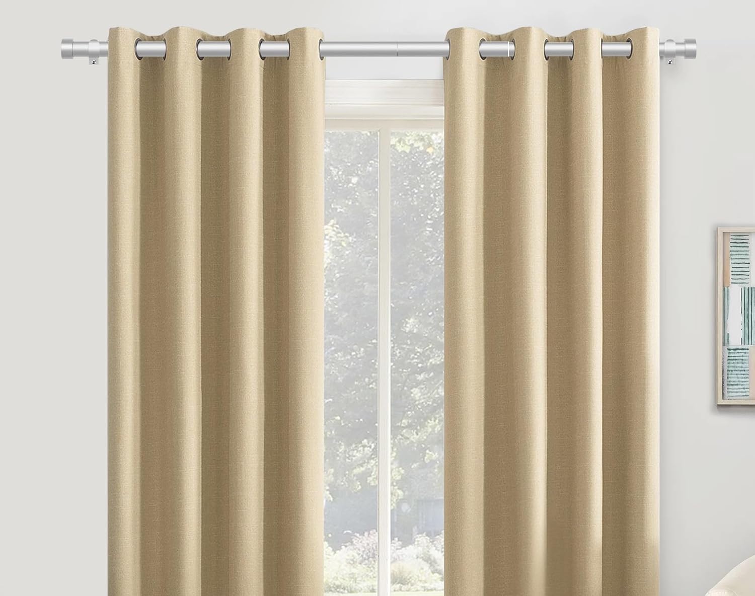 KAMANINA Silver Curtain Rods 32 to 58 Inch (2.6-4.8 Feet), 1 Inch Heavy Duty Win