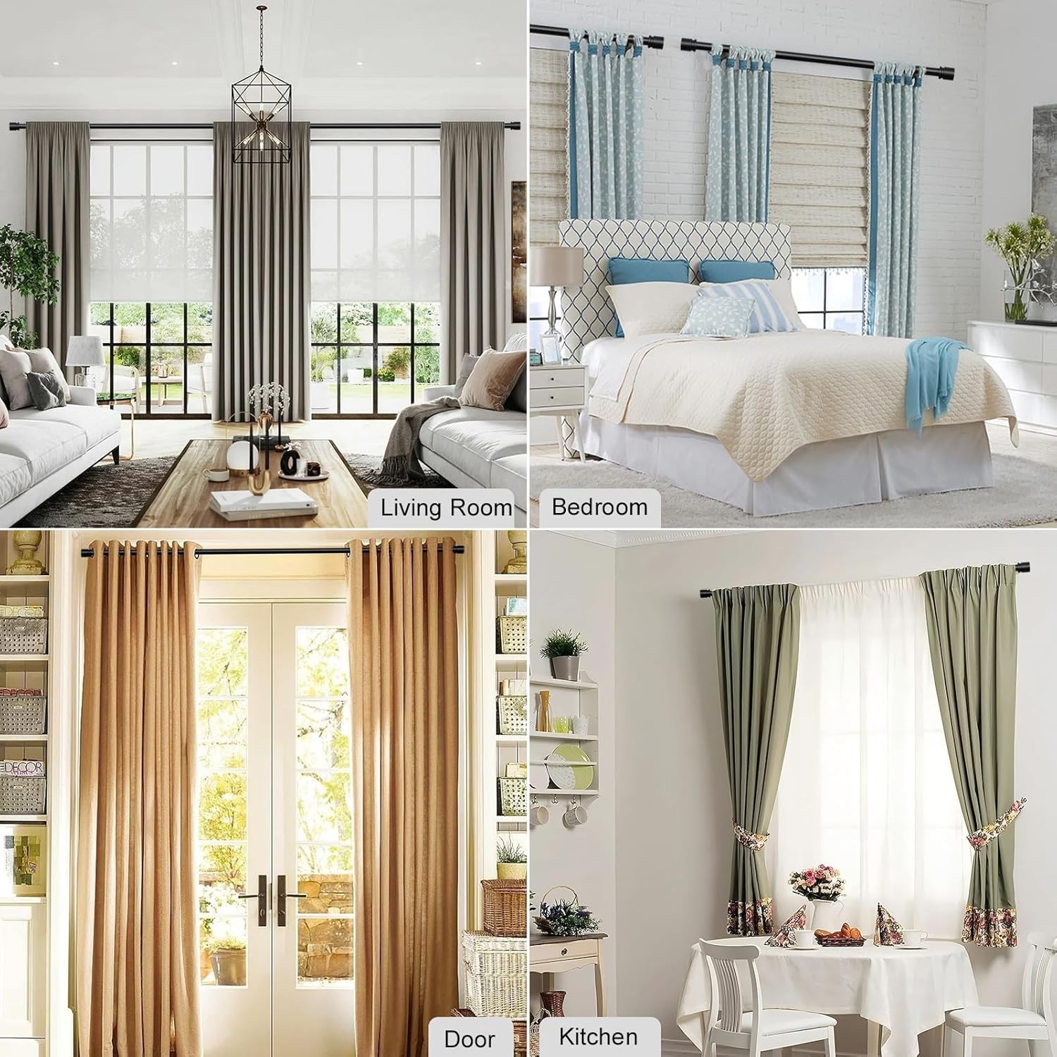 Byondeth Black Curtain Rod 28-144 Inch Heavy Duty Aluminum