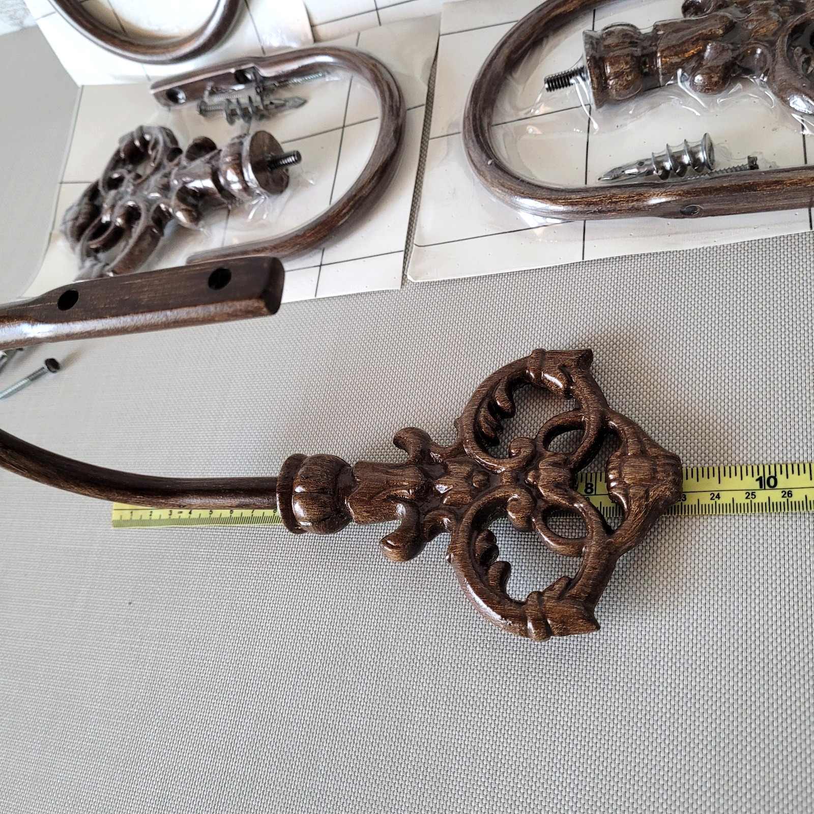 6 Vintage Curtain Drapery Tiebacks Pull Hold Back Ornate Metal Heavy 9″