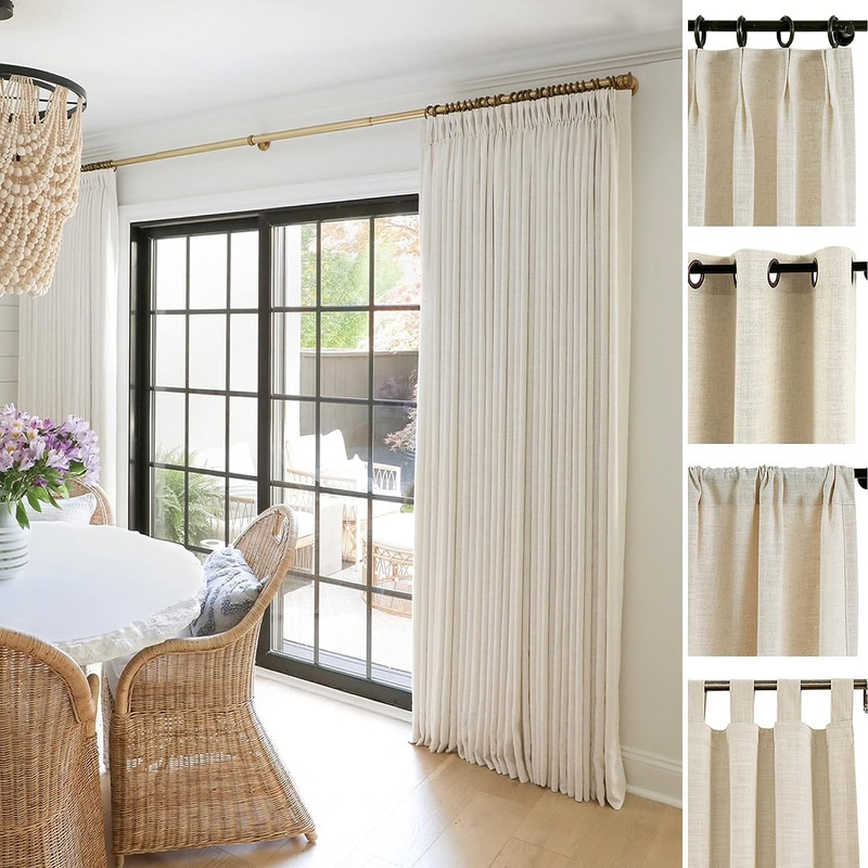 Twopages Liz Linen Custom Curtain Customizable Size Blackout Pleated Header