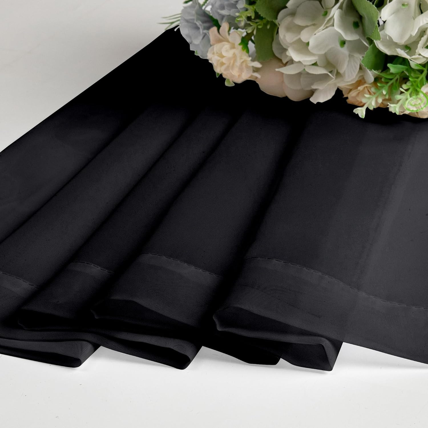 Black Sheer Valances for Windows 2 Pack, 42W X 14L Inches Small Window Curtains