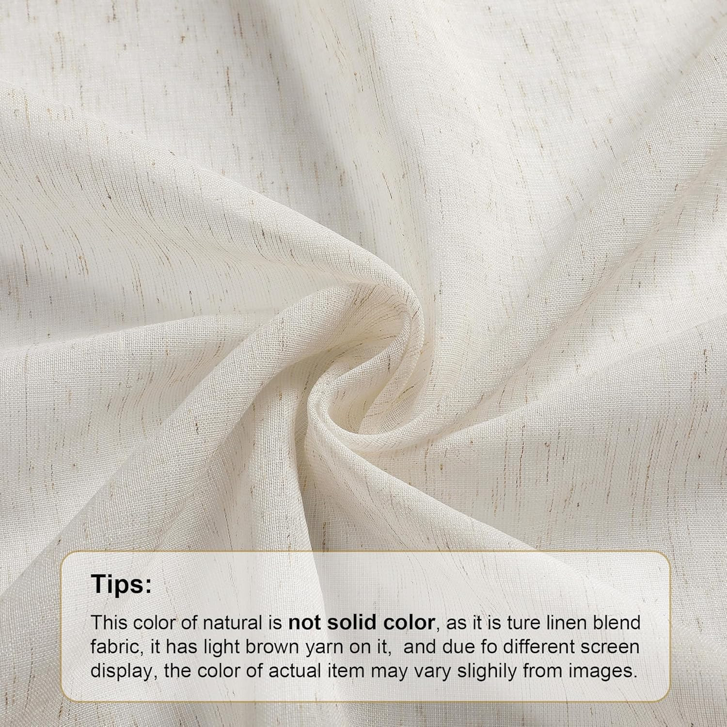 Linen Sheer Curtains 84 Inches Long 2 Panels Set for Bedroom, Natural Linen