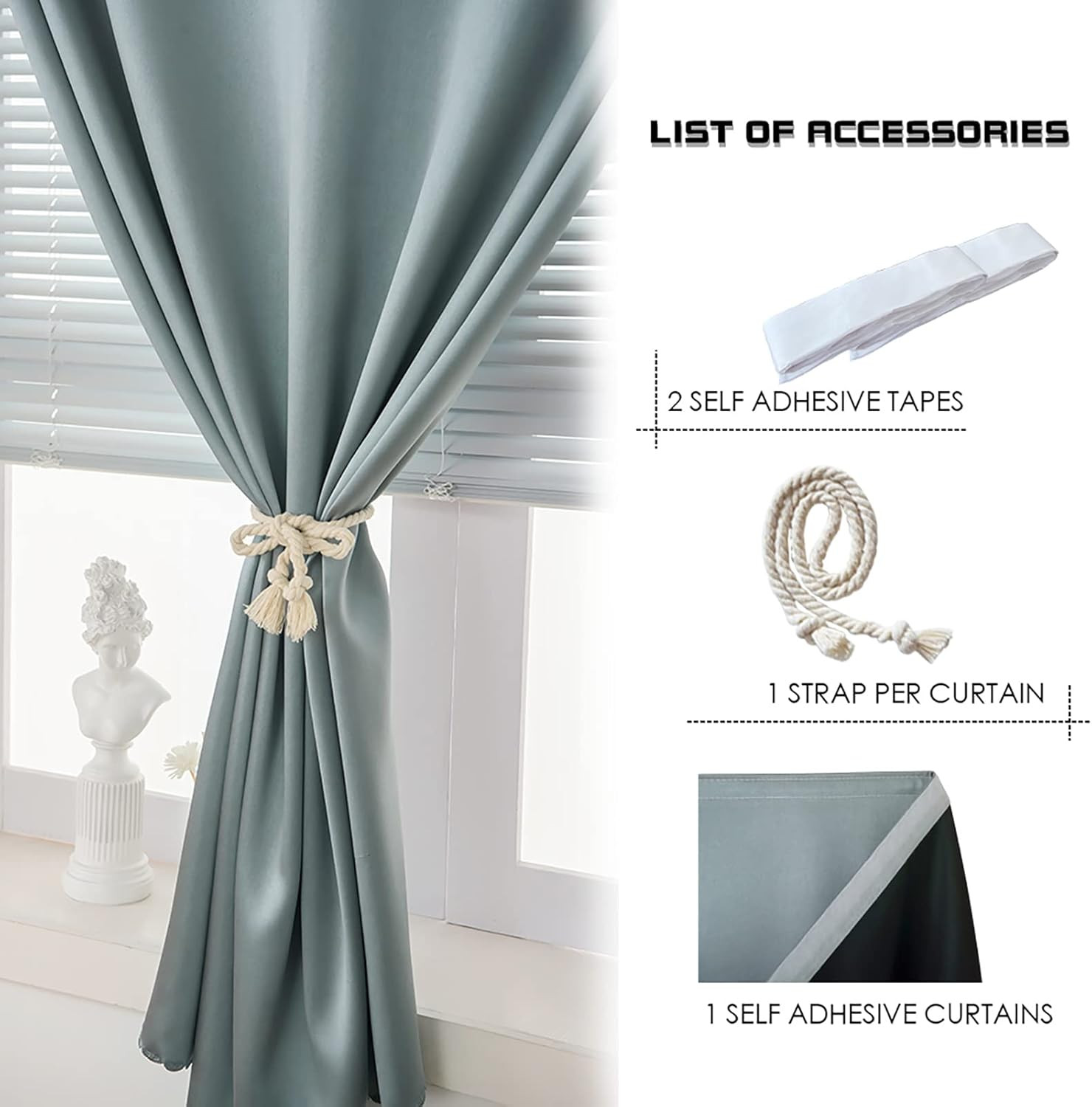 self Adhesive Portable 100% Blackout Curtains Simple and Easy to installBedroom