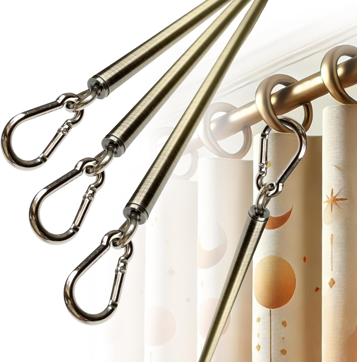Curtain Pull Wand 36 inch Light Bronze Iron Drapery Rod 4 Pack Durable Sturdy