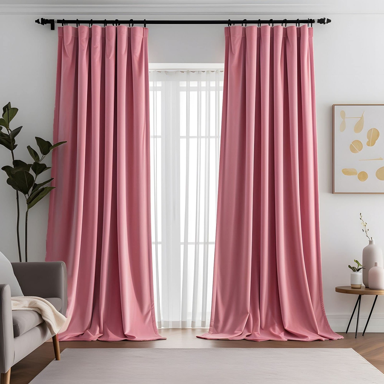 Blush Pink Velvet Curtains 84 inches Long Luxury Room Darkening for Bedroom Livi