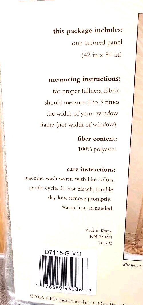 Vtg PERI Homeworks Collection Tailored Curtain Panel Chiffonade 42 x 84 GREEN