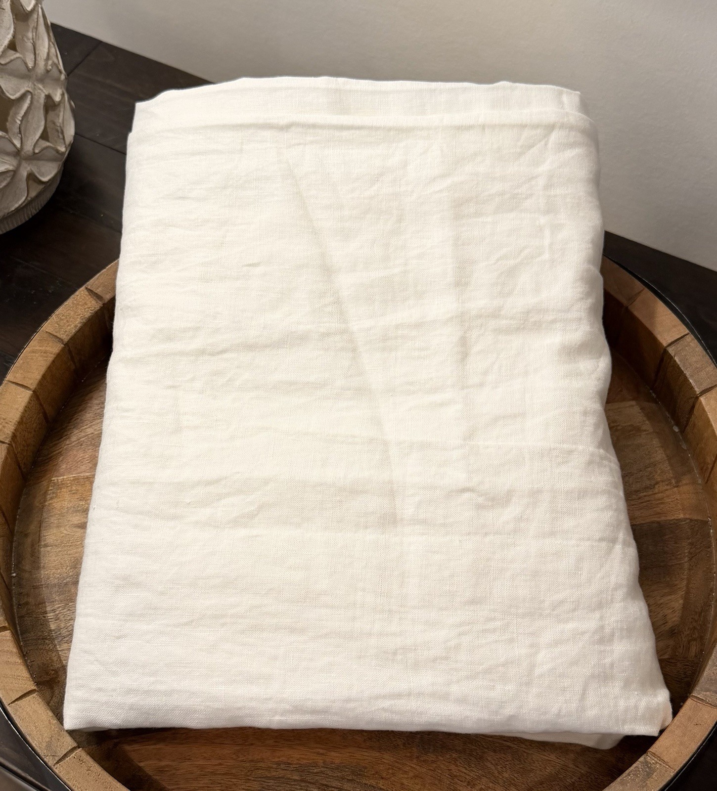 Pottery Barn 100% Belgian Flax Linen Curtain 50x 108 Pole top WHITE READ