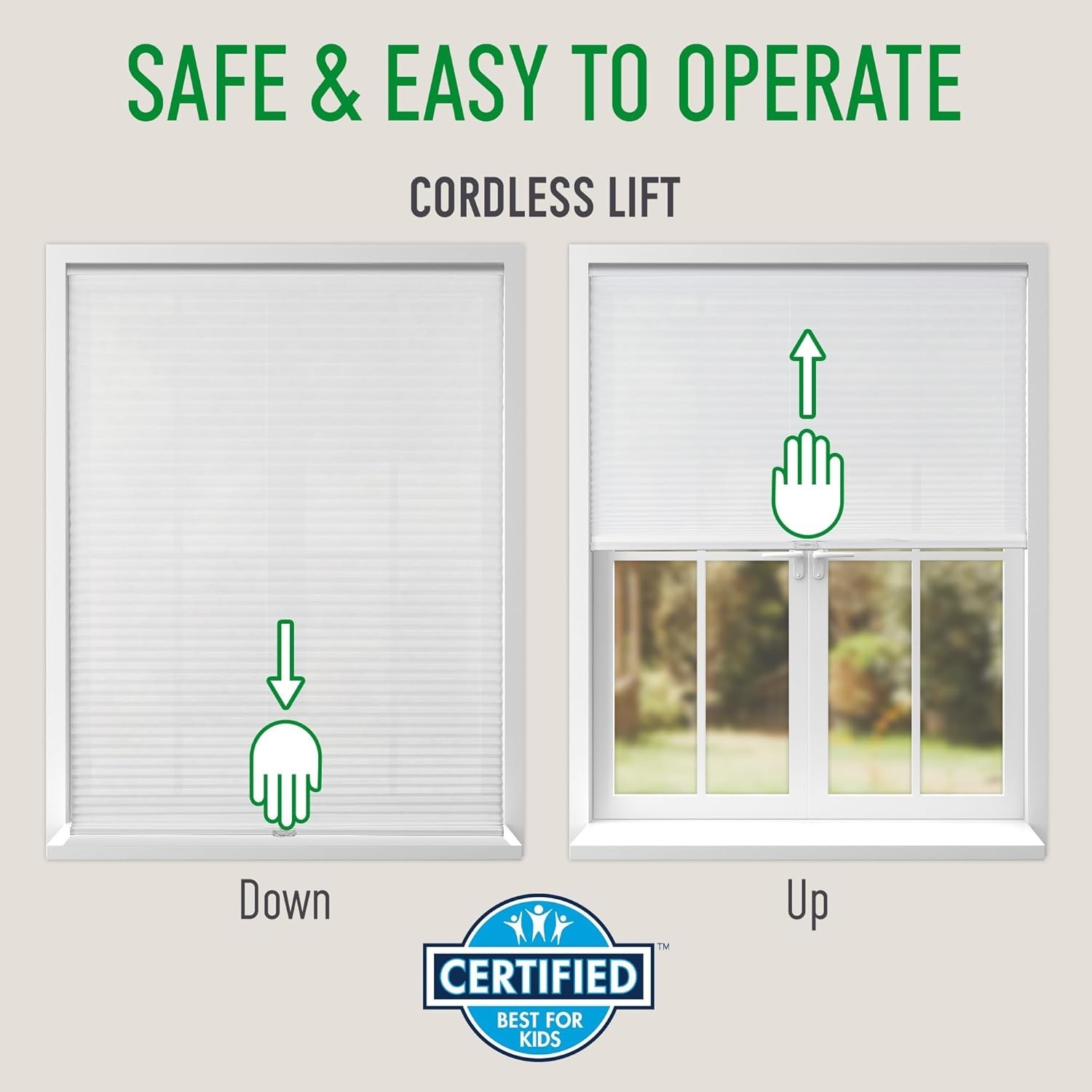 Cellular Honeycomb Shade Light Filtering Cordless 3/8″ Single Cell 46.5″ W x 48″
