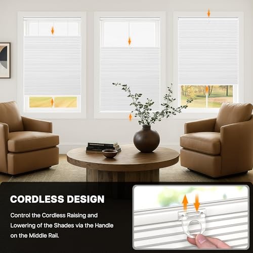 Top Down Bottom Up (TDBU) Cordless Cellular 34″W x 48″H White – Blackout