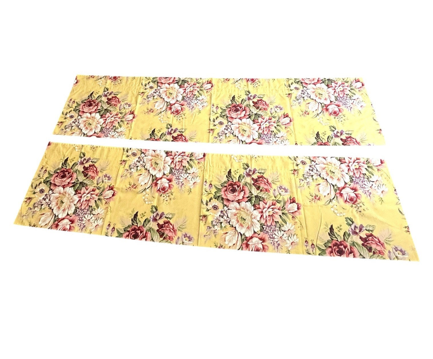 Ralph Lauren Sophie Brooke 17” X 70 ” Valances (2) Yellow Floral Curtain Set