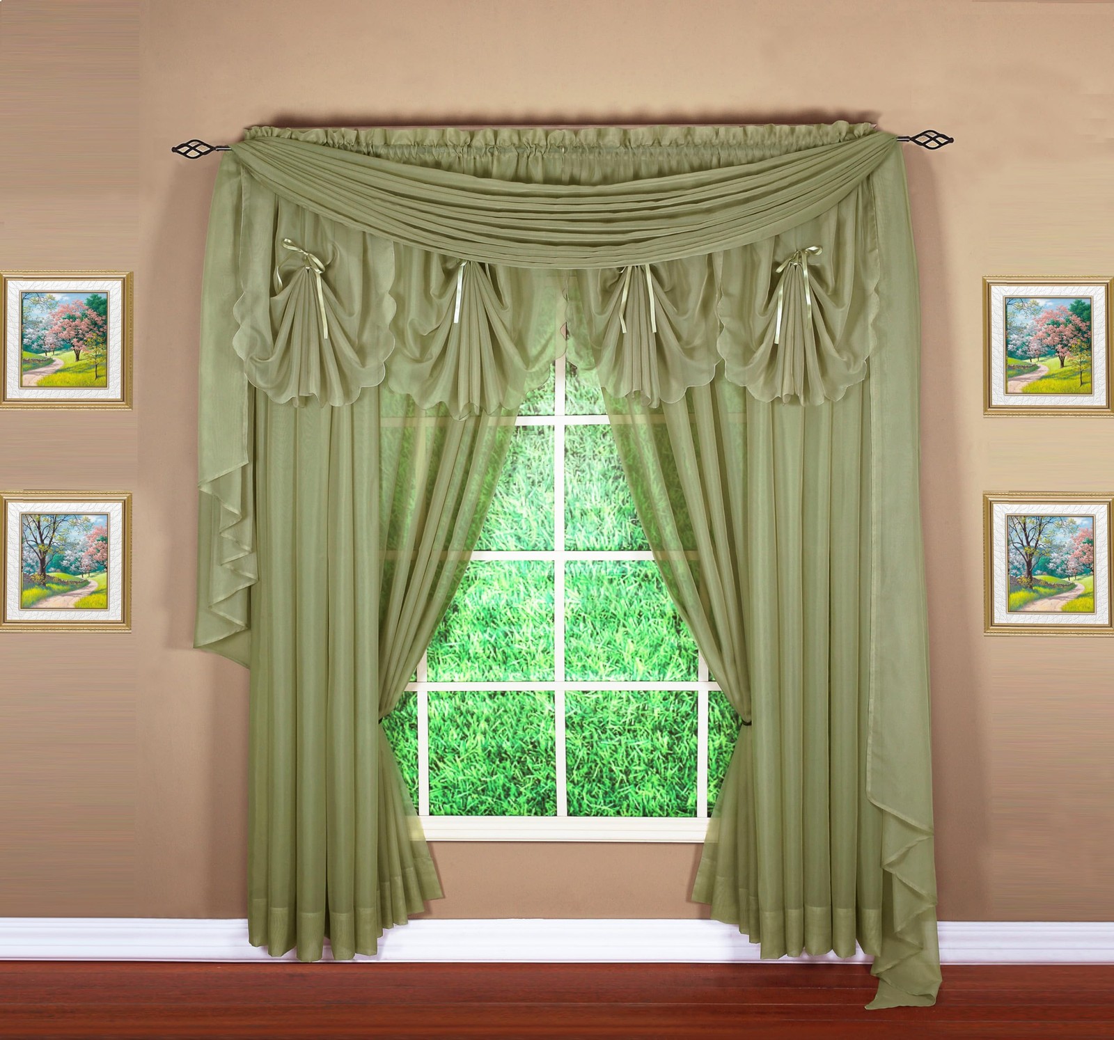 Today’S Curtain Todays Curtain Emelia Original Voile Scarf 216 Dusty Leaf 45 W
