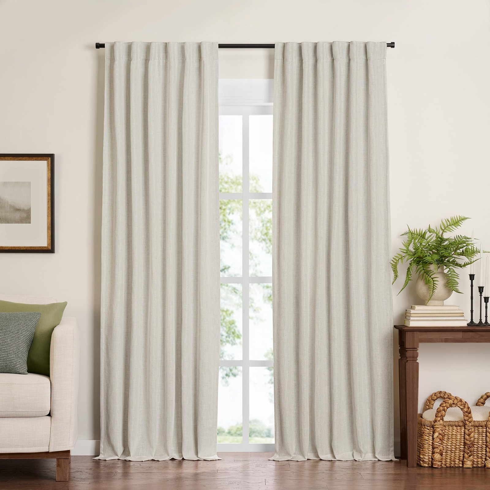 Threadmade Harrow Solid Texture Blackout Window Curtain Panel, Natural – 52″ …