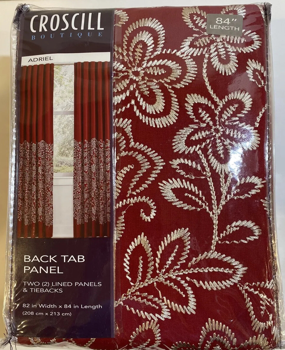 1 Pack Croscill Boutique Adriel 82 In X 84 In Red 2 Lined Panels & Tiebacks