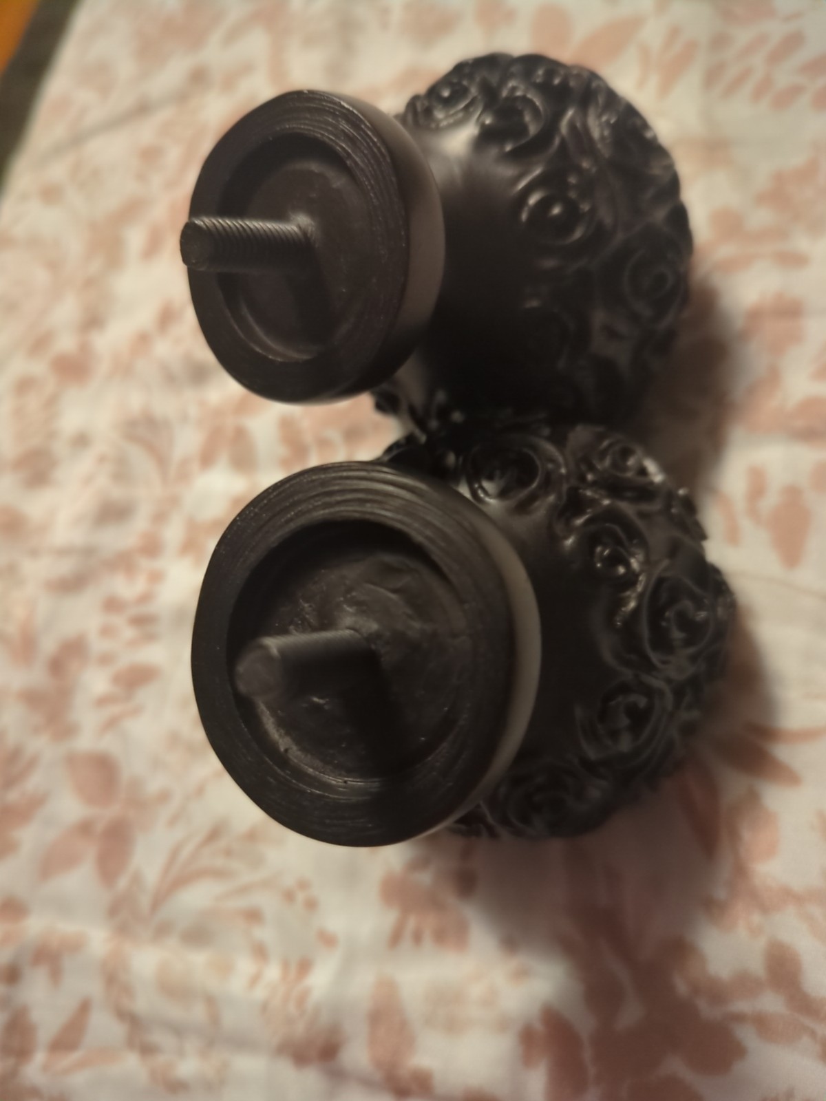 Standalone Two (2) Peony Designed Curtain Rod Finials 2.4 Inches In Diameter