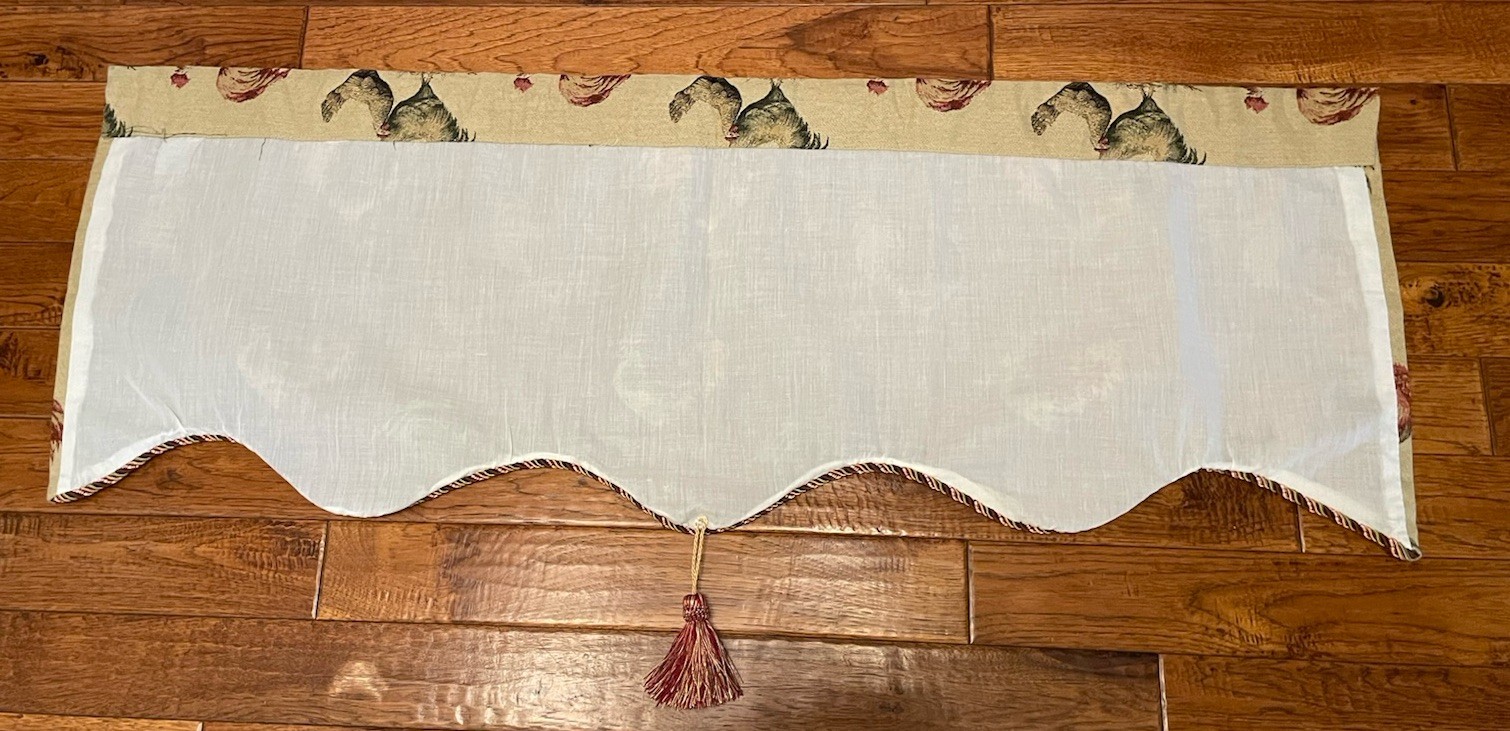 (1) Chicken Rooster Valance ~Heavy Tapestry~ Rod Pocket~18×50”~Tassel Cord~