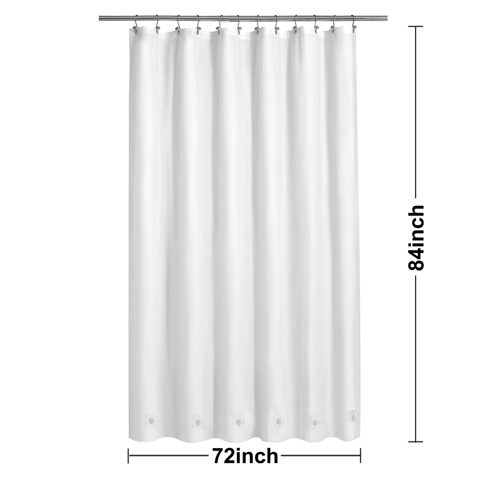 Barossa Design Extra Long Shower Curtain 72″W x 84″L (Pack of 1), 3a. White