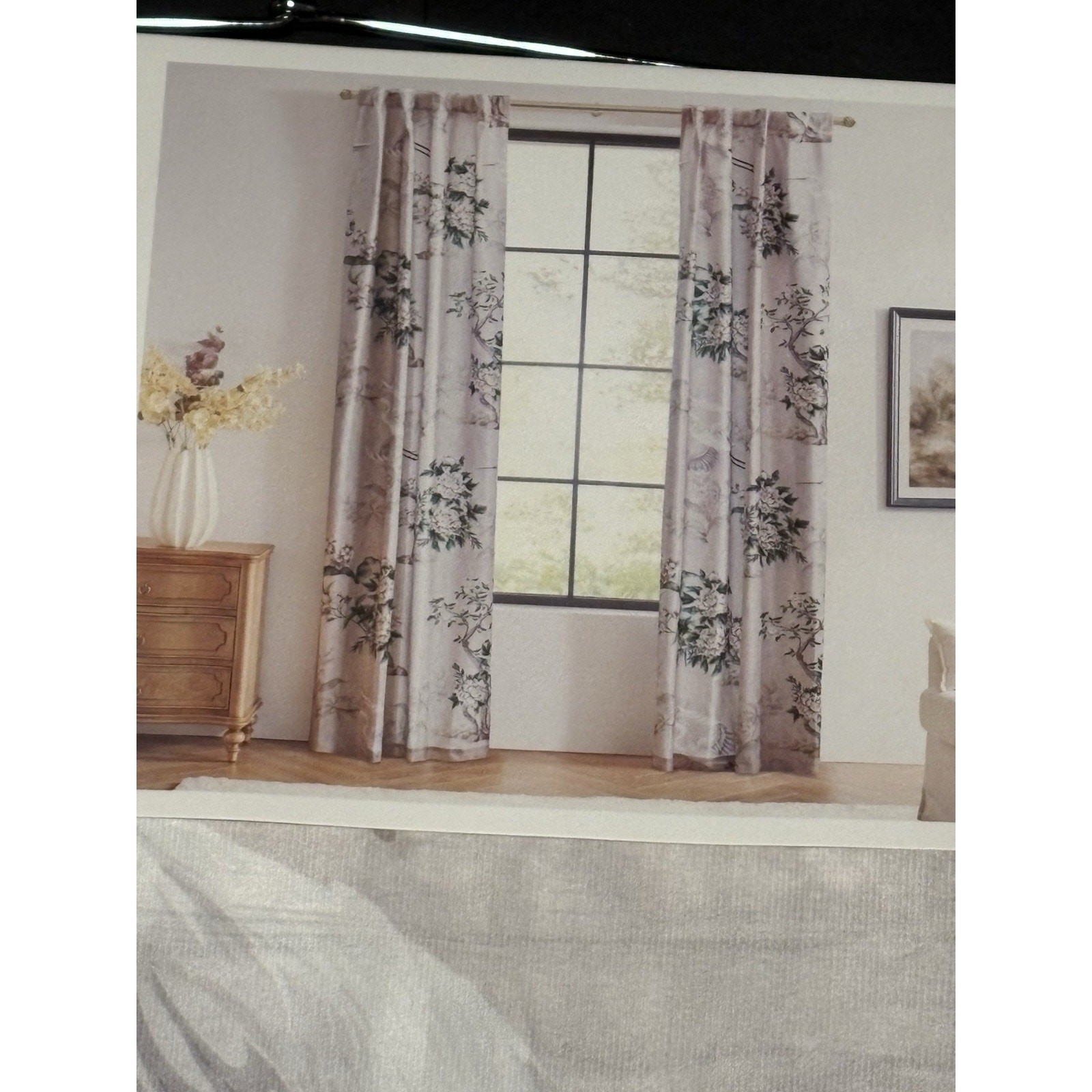 Callisto Home Heron Bird Window Curtains Panels 38 X 96” Set Of 4 Panels Blush