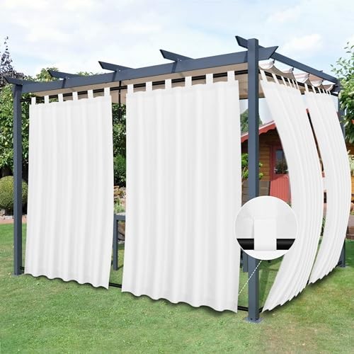 Outdoor Patio Curtains Detachable Tab Top 54″W x 84″L (Pack of 2) White