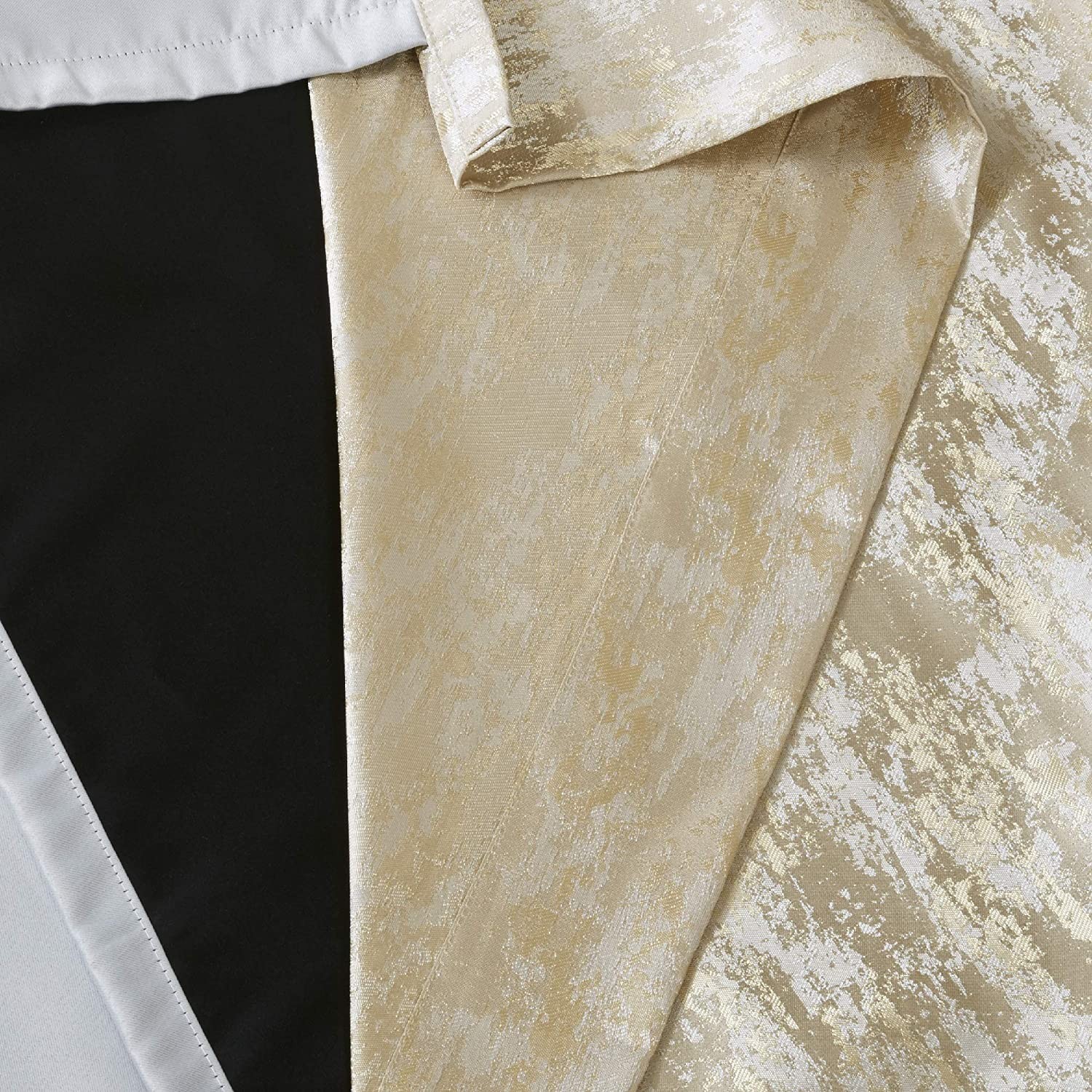 SunSmart Cassius Jacquard Blackout Curtain for Bedroom, Luxury Gold Single Windo