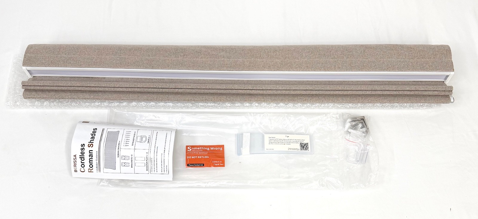 BERISSA Cordless Privacy Blackout Linen Fabric Roman Shade 37″x48″ Light Brown