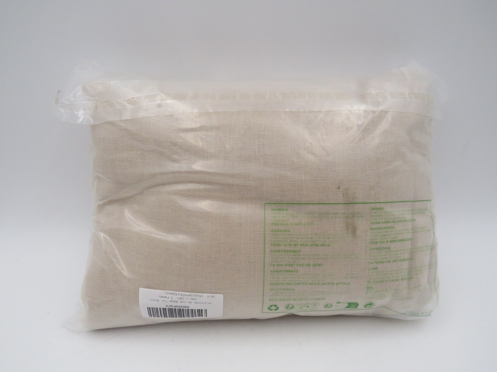 NICETOWN 90″ Beige Curtains Linen Sheer Faux Flax Window Drapes W52 x L90 NEW