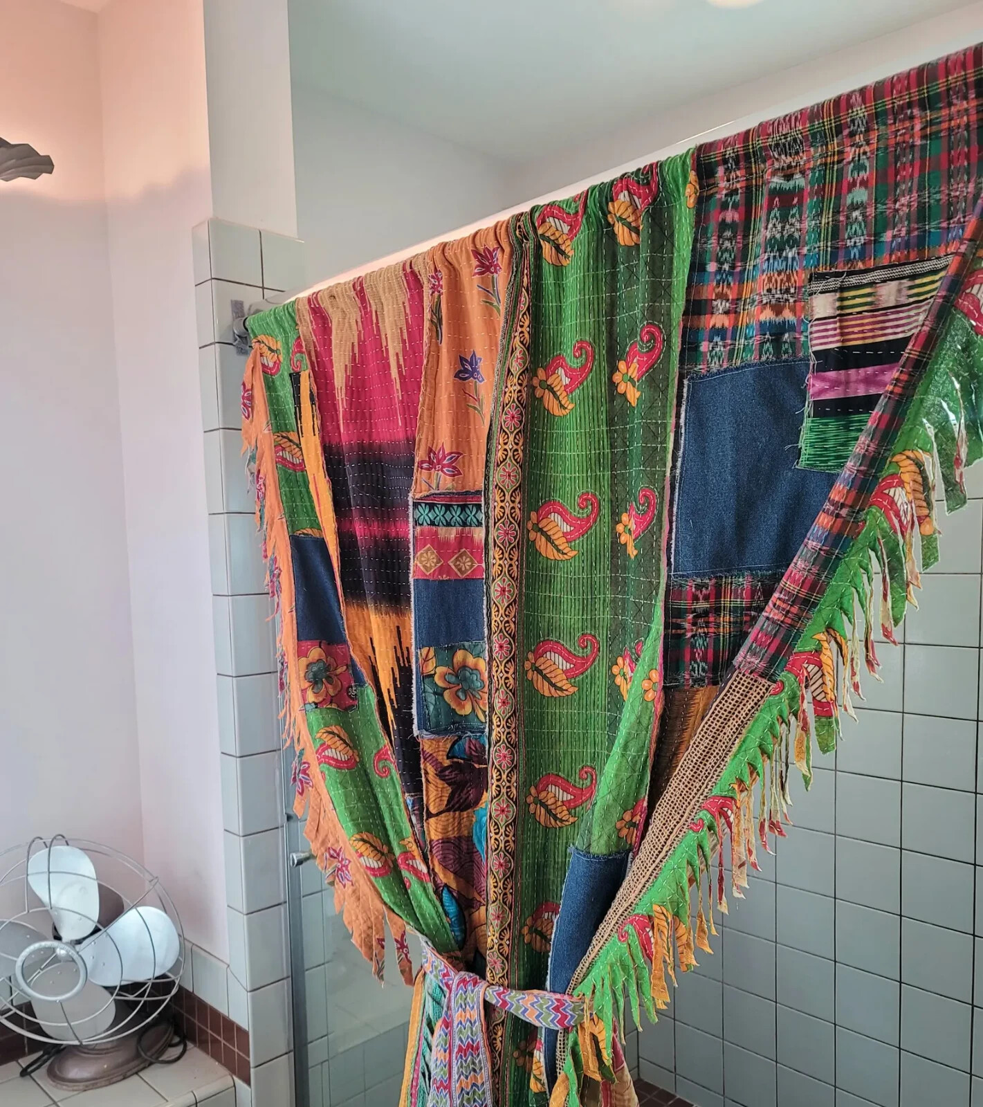 Indian Kantha Patchwork Curtain Drape Window Decor Multi Cotton Kantha Curtains