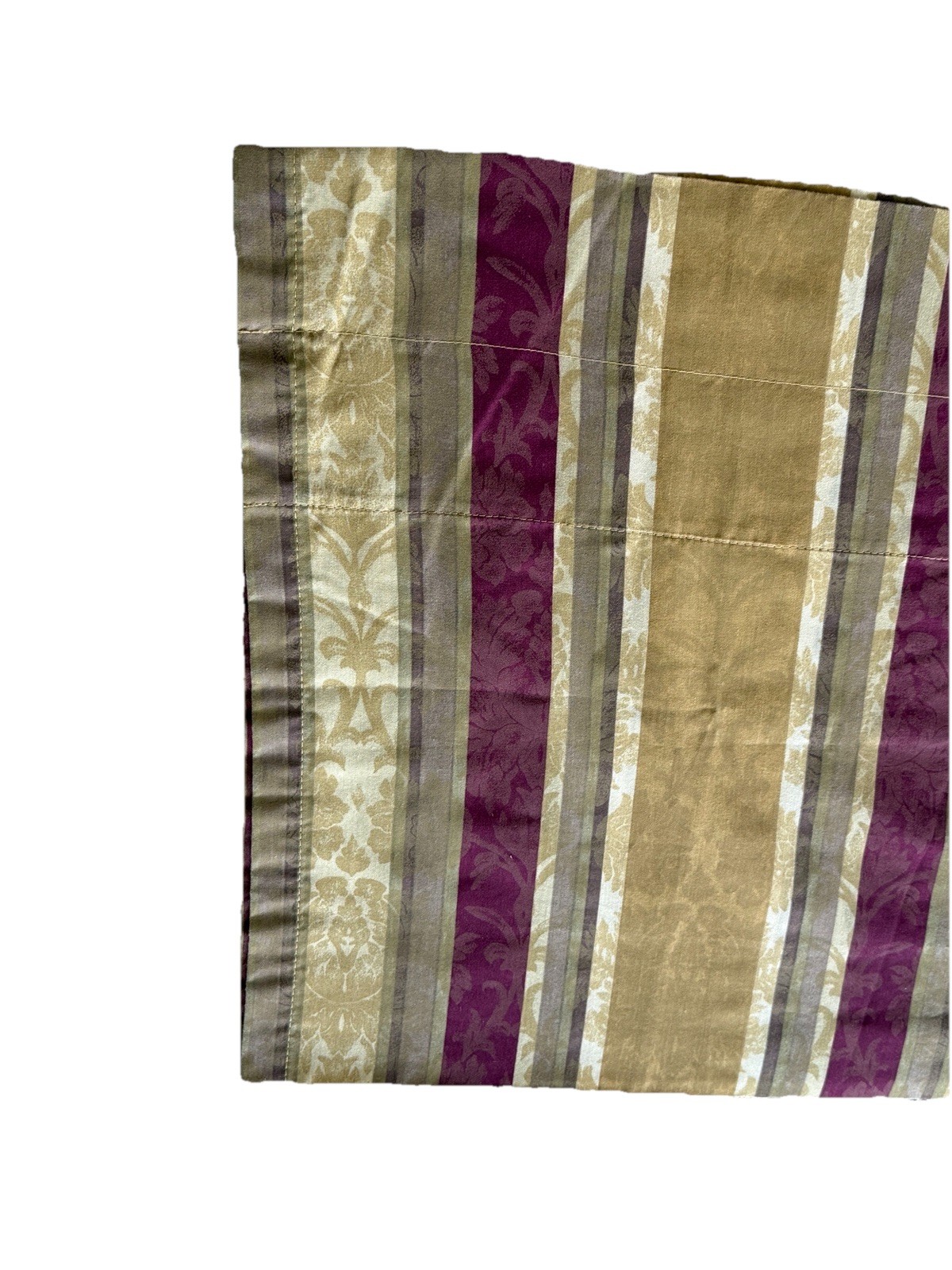 Pair Vintage Striped Valances Maroon Tan Green Jacquard Print Curtains Short 2