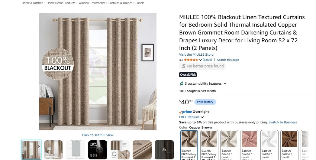 MIULEE 100% Blackout Linen Textured Curtains for Bedroom Solid Thermal Insulated