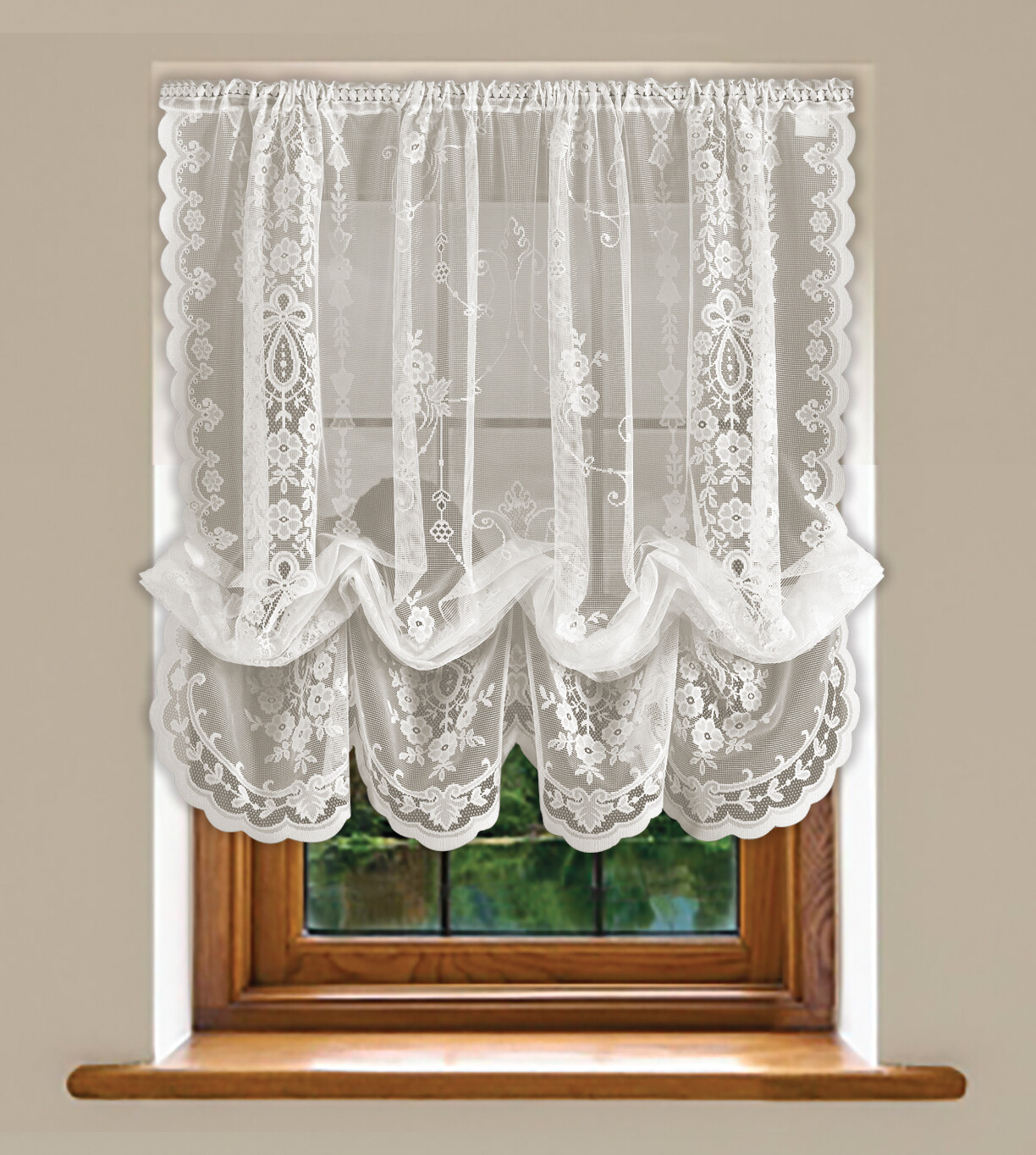 Victorian Damask Shabby Chic Floral Lace Window Curtain Panel Balloon Curtains
